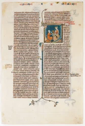 Foglio di manoscritto con apertura del Libro di Neemia, da una Bibbia, ca. 1280-1300