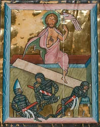 Foglio di Manoscritto con la Resurrezione, da un Salterio, Germania, metà del XIII secolo