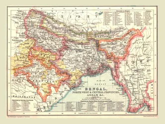 Mappa del Bengala, delle Province Nord Occidentali e Centrali, e dell