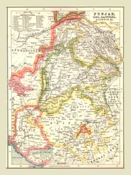 Mappa del Punjab, Sind, Rajputana e Kashmir, 1902