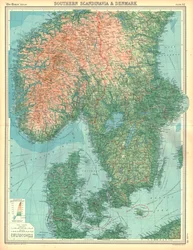 Mappa della Scandinavia meridionale e della Danimarca