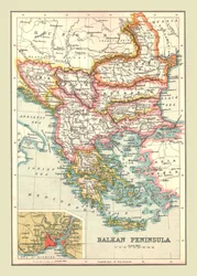 Mappa della Penisola Balcanica, 1902