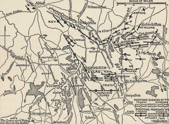 Mappa della battaglia di Eylau, 1807, 1896