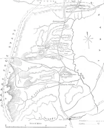 Mappa del paese tra Newcastle e il Transvaal, c1880
