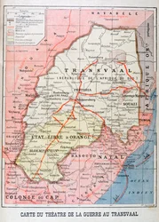 Mappa del teatro della guerra nel Transvaal, 1899