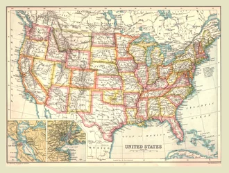 Mappa degli Stati Uniti, 1902