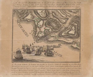 Mappa della cattura della fortezza marina di Anapa da parte delle truppe russe sul Mar Nero nel giugno 1791