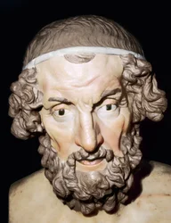 Busto ritratto in marmo di Omero, romano, da Baiae, Campania, Italia