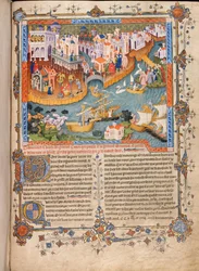 Partenza di Marco Polo da Venezia nel 1271 da I viaggi di Marco Polo, ca 1400