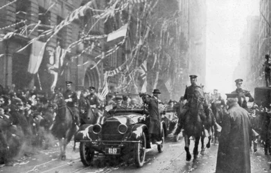 Il maresciallo Joffre e Viviani arrivano a New York, Prima Guerra Mondiale, 9 maggio 1917