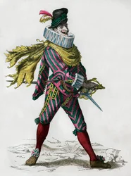 Capitano Matamore, assassino a pagamento, tipo spagnolo, XVII secolo
