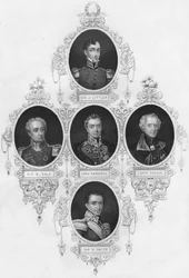 Ritratti medaglione di figure militari britanniche, metà del XIX secolo