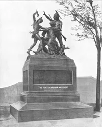Memoriale del massacro di Fort Dearborn, Chicago, Illinois, USA, c1900