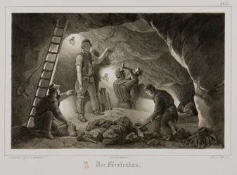 Estrazione di minerali metallici, minatori, Germania, c 1851