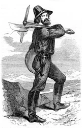 Prospectore minerario nei campi d