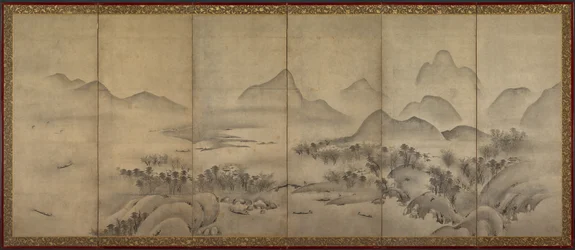 Paesaggio al Chiaro di Luna uno di una coppia, fine 1500