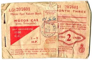 Libretto di razionamento del carburante, 1957