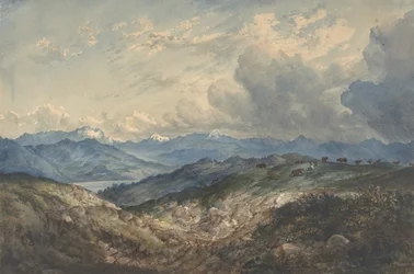 Paesaggio montuoso con temporale in arrivo, XIX secolo