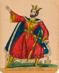Mr. G. Bennett come Re in Amleto, circa 1849
