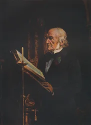 Mr Gladstone che legge la lezione nella chiesa di Hawarden, c1890s, 1941