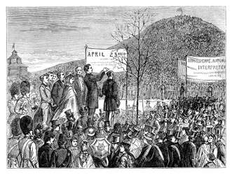 Il Sig. Phelps pianta la quercia di Shakespeare a Primrose Hill, Londra, 1864 fine XIX sec.