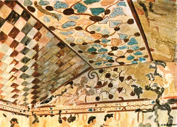 Affresco nella Tomba con il Banchetto Tomba del Triclinio, Tarquinia, Italia, 1928