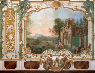 Dipinto murale nel salone del palazzo cinese a Oranienbaum, metà del XVIII secolo