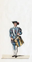 Musicista, costume per il dramma di Shakespeare, Enrico VIII, XIX secolo