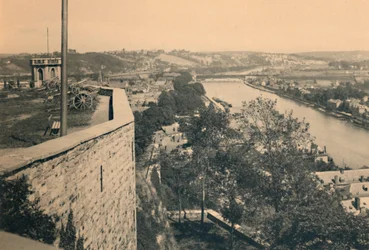 Namur. Tourelle des Guetteurs e confluenza di Sambre e Mosa, c1900