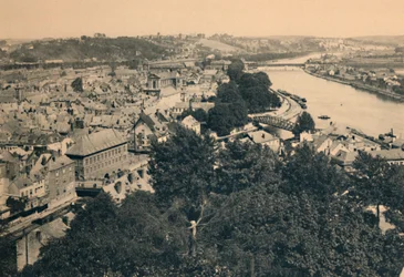 Namur. Vista della città e confluenza di Sambre e Mosa