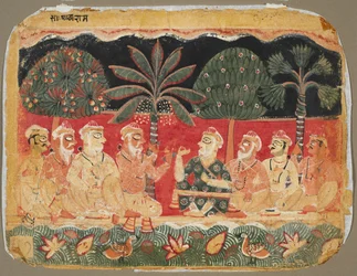 Nanda e gli anziani, pagina da un Bhagavata Purana, c. 1525