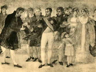 Napoleone decora David al Salon du Louvre, Parigi, 1808, 1921