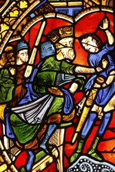 Museo Nazionale dei Monumenti Francesi. Cattedrale di San Pietro. Vetrata. La condanna di San Paolo, Parigi, Francia