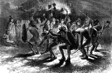 Danza dello scalpo dei nativi americani, XVII secolo c1880