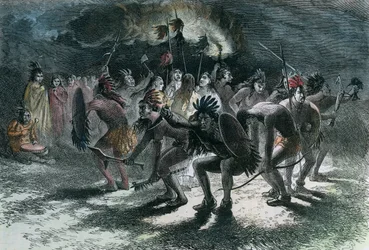 Danza del cuoio capelluto dei nativi americani, c1875