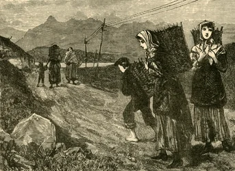 Nativi che vanno a raccogliere torba, 1898