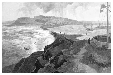 Newcastle da Nobbys Head, Nuovo Galles del Sud, Australia, 1886