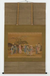 Nove persone a vedere i fiori di ciliegio, periodo Edo, 1615-1868