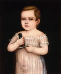 Bambino con pappagallo giocattolo, ca. 1830-1850