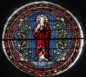 Collegiata di Notre-Dame Saint-Lazare. Vetrata. Dio. Avallon. Francia