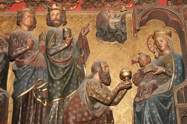Scultura della cattedrale di Notre Dame de Paris: Epifania, Parigi, Francia