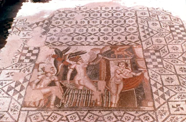 Ninfe, mosaico romano, Volubilis, Marocco