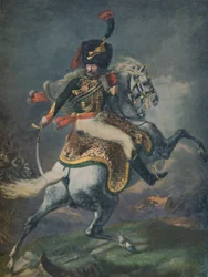 Ufficiale dei Cacciatori a cavallo in carica. Guardia Imperiale, c1812, 1896