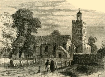 Vecchia chiesa di Camberwell nel 1750, c1878