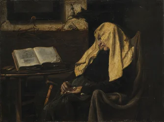 Vecchia donna addormentata, metà XIX secolo
