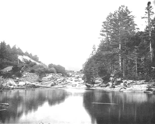 Sul fiume Ammonoosuc, Montagne Bianche, New Hampshire, USA, c1900