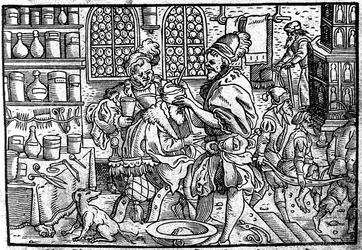 Operazione sulla testa di un uomo. Da: Die große Wundarzney di Theophrastus Bombastus von Hohenheim