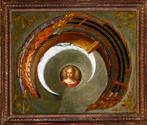 Illusioni ottiche, pittura anamorfica di una nave, c.1744-1774