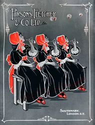 Le nostre tre piccole cameriere - Annuncio di Parsons, Fletcher & Co. Ltd, 1910
