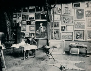 P. Roll nel suo studio, c1897